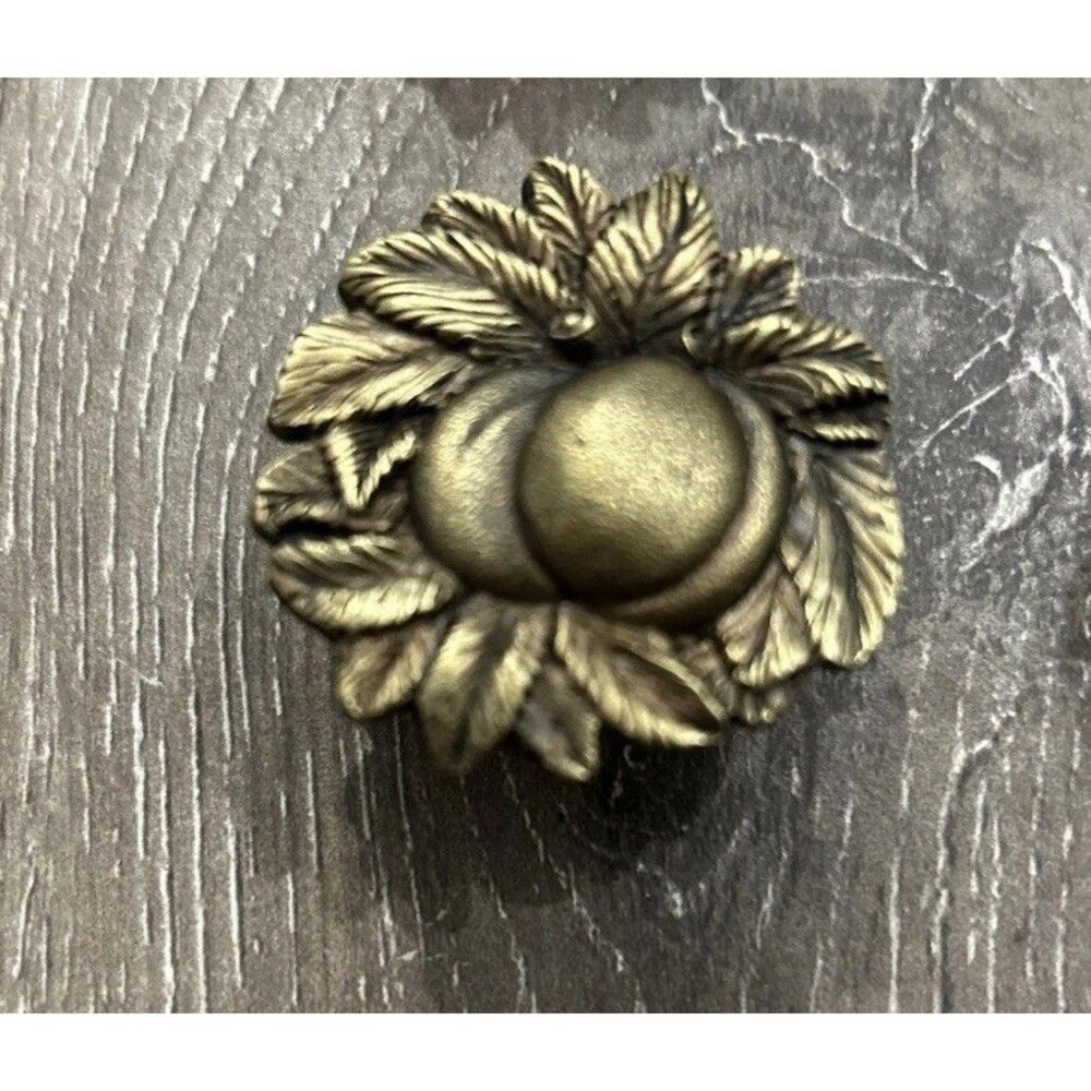 Georgia Peach Knobs Antique Brass High End Ornate Cabinet Dresser Handmade USA